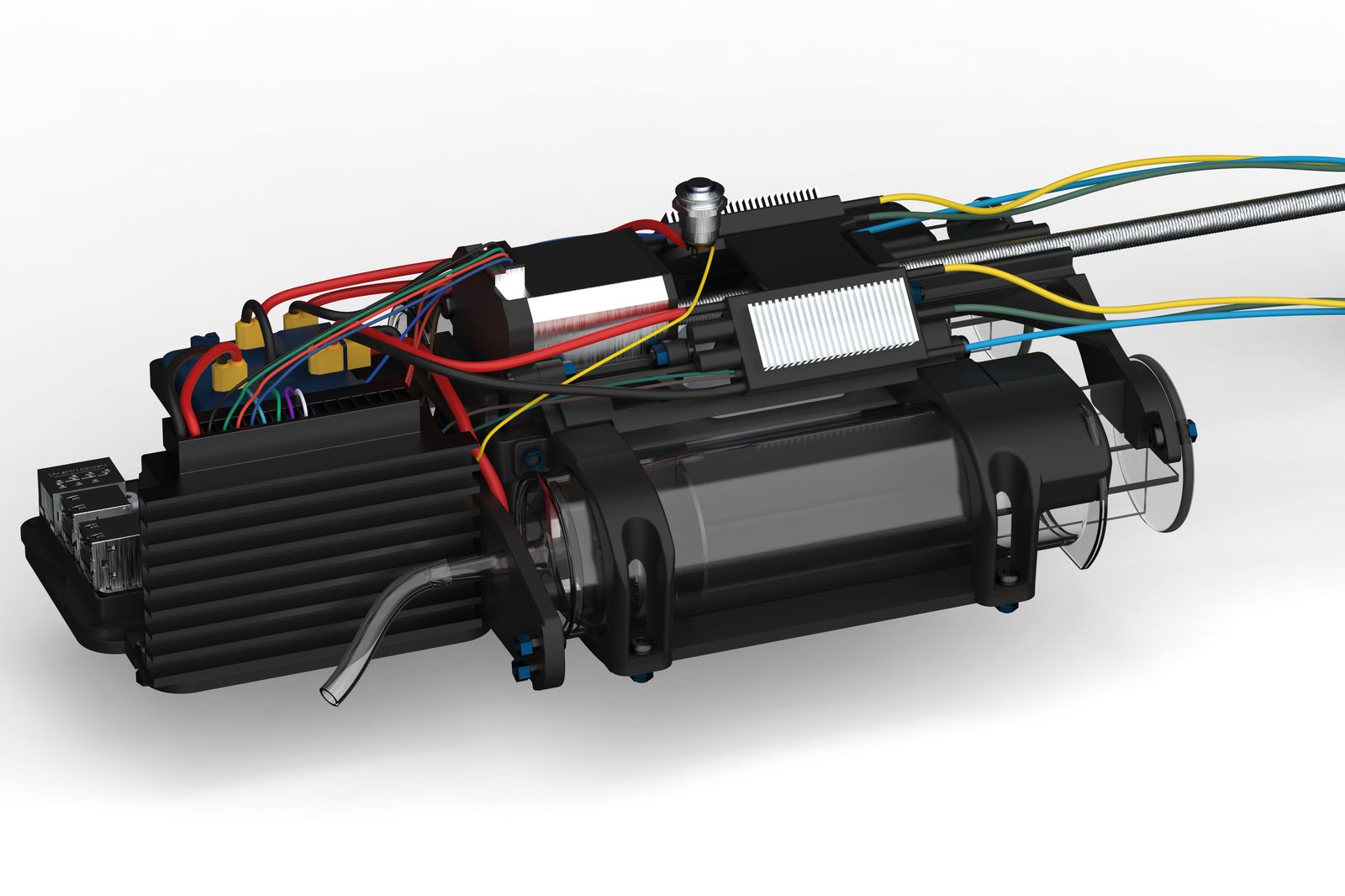 Side view of the Dowr-1 electronics bay and sealed tube